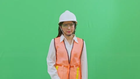 Female Inspector Placing Imaginary Passed Sticker Pose Vídeos de archivo 331860756