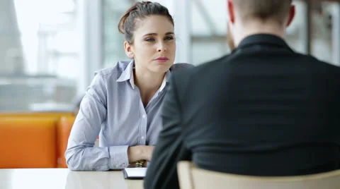 Female interviewer asking questions during job interview Video stock 57821079
