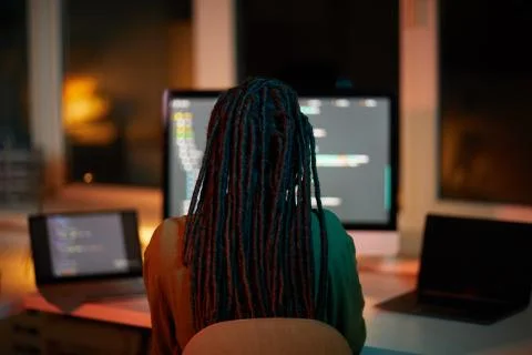 Female IT Developer Back View Stock Photos