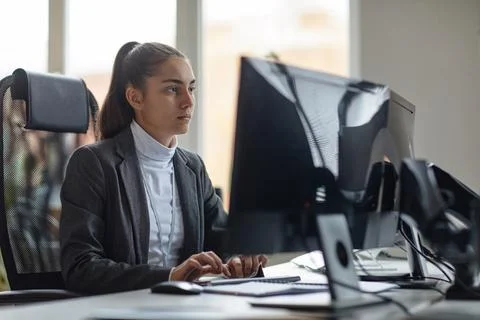 Female IT Developer Using Computer Stock Photos