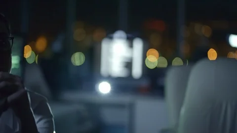 Female IT Programmer Working in Dark Office Stock Footage 85826661