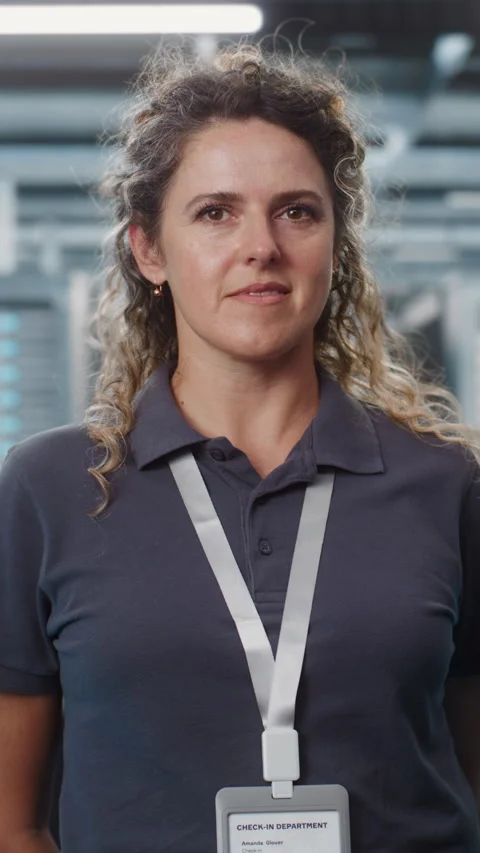 Female IT Specialist Standing in Data Center Server Room Stock Footage 344879210