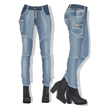 Female jeans. Vector. Stock Illustration