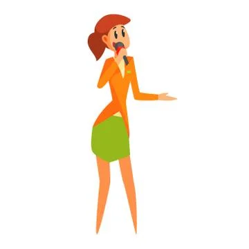 Female Journalist Asking Question On Interview, Official Press Reporter Working Stock Illustration