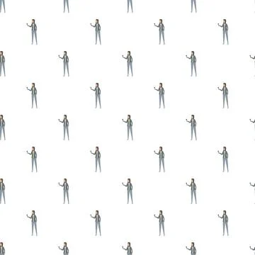 Female journalist holding microphone repeating seamless pattern Illustrazione stock