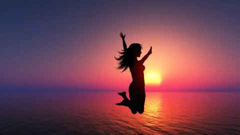 Female jumping for joy Stock Illustration