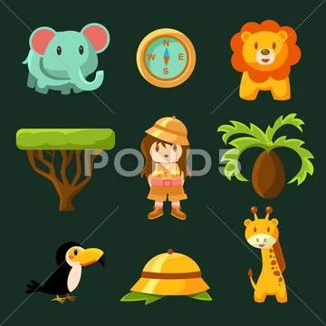 Female Jungle Explorer Collection Stock Illustration