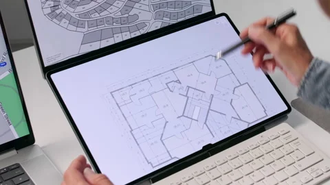 Female Land Developer Studies City Plot Plans Stock Footage 337227533