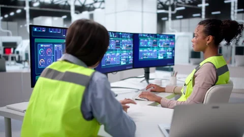Female Learning About SCADA Computer Control Stock Footage 328713987