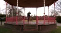 Female leaves park alone HD Footage