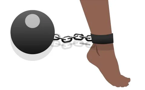 Female legs in chains Stock Illustration