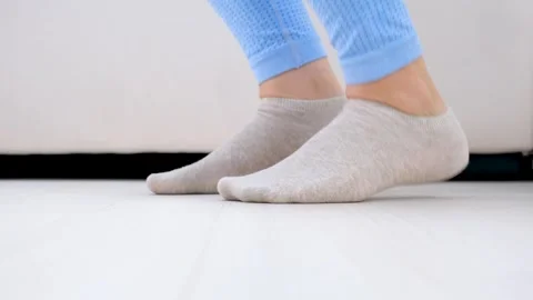 Female legs jumping close-up side view, home workout concept. Stock Footage 252258939