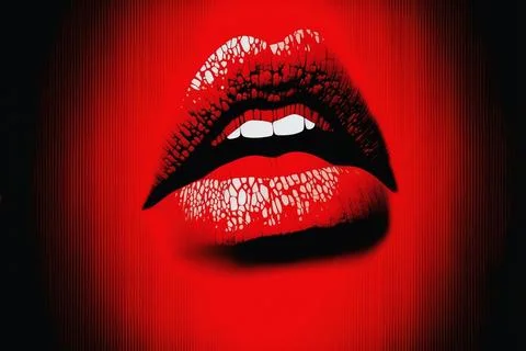 Female lips on a black background Stock Illustration