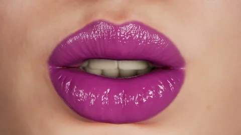 Female lips closeup, studio light, 3D render Stock Footage 244299421