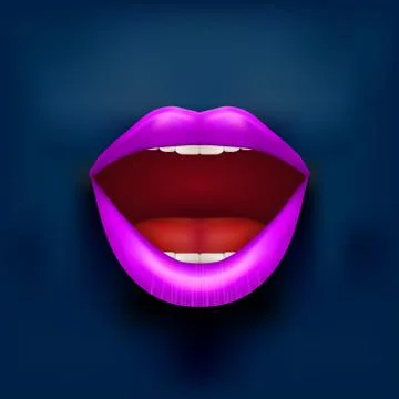 Female lips on dark background Stock Illustration