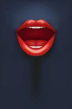 Female lips on dark background Stock Illustration