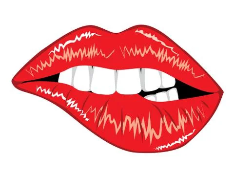 Female lips with teeth Stock Illustration