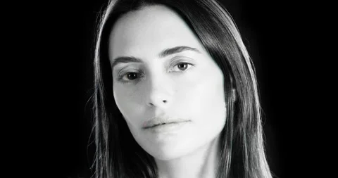 Female looking at camera for security scan Stock Footage 322059780