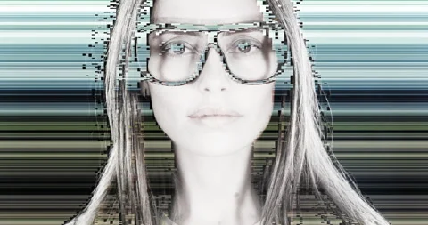 Female looking at camera for security scan Video stock 322060940