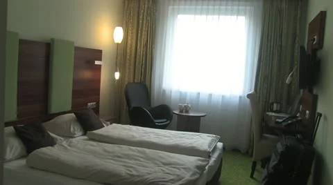 Female lying down on Hotel bed Video stock 12407372