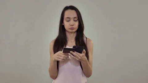 Female makes purchases use mobile Stock-Footage 81862130