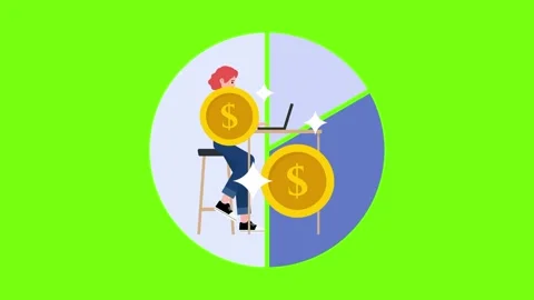 A female making money chart online animated motion graphics green screen Stock Footage 296569962