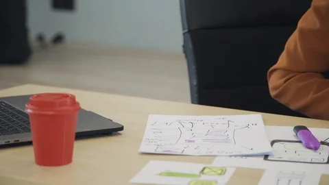 Female making prototype sketch for website application on paper Video stock 113664760