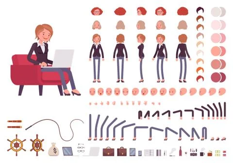 Female manager character creation set Stock Illustration