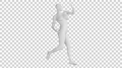 Female Mannequin in Dynamic Dancing Pose Isolated on Transparent Background.. Stock Illustration