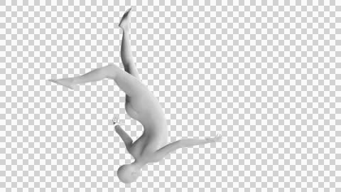 Female Mannequin in Dynamic Upside-Down Flipping Pose Isolated on Transpare.. Stock Illustration