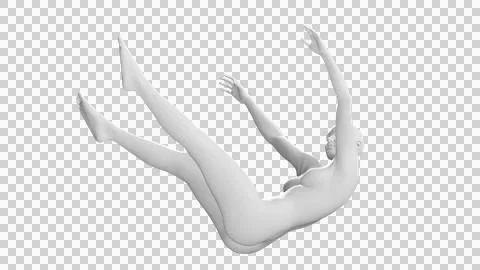 Female Mannequin in Falling Backward Pose, Isolated on Transparent Backgrou.. Stock Illustration