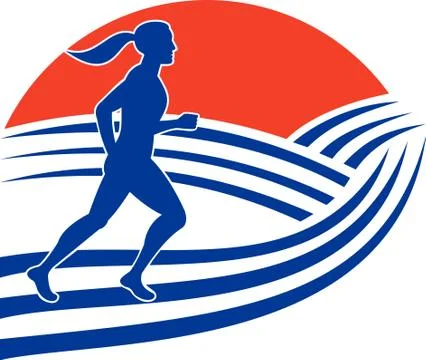 Female marathon runner running side Stock Illustration