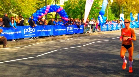 Female Marathon Runner In Slow Motion Stock-Footage 10909269