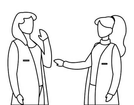 Female medicine workers with uniform characters 库存插图