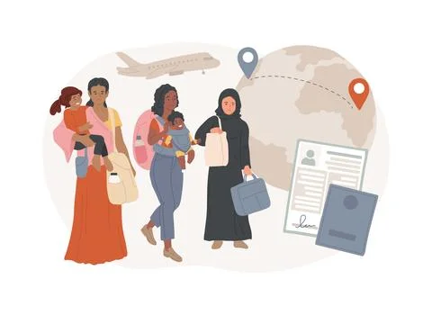 Female migrant isolated concept vector illustration. イラスト素材