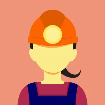 Female Miner Flat Style Mining Vector Illustration Graphic Stock Illustration