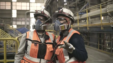 Female Mining Workers Collaborating Inside El Teniente Processing Facility Stock Footage 339378806