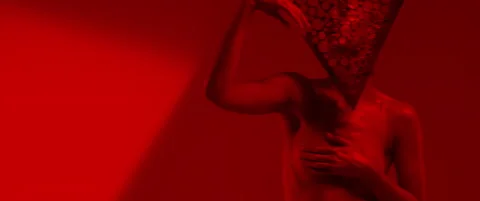 Female model with glowing skin touching face and moving sensually Stock Footage 160287744
