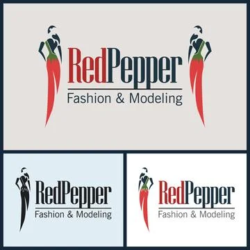Female model pose with a combination of red chili peppers Stock Illustration