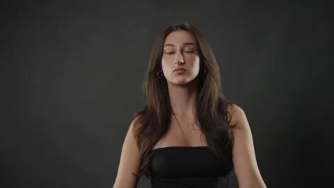 Female model showing stop gesture with hands, beauty and self-protection concept Stock Footage 336937551