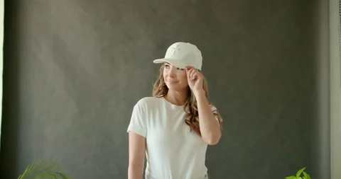 Female Model Smiling With Hat Stock Footage 139375070