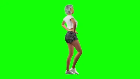 Female model torso twist motion on green screen chromakey background in 3d 動画素材 328637064