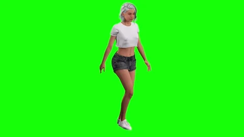 Female model walking forward with smooth catwalk motion on green screen Stock Footage 328636991