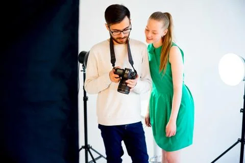Female model working at studio Stock Photos