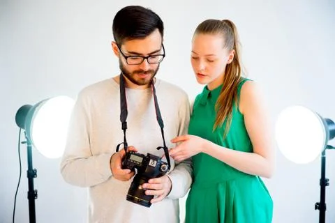 Female model working at studio Stock Photos