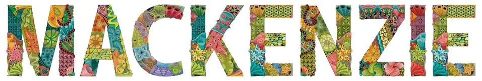 Female name Mackenzie. Vector decorative zentangle object Stockillustratie