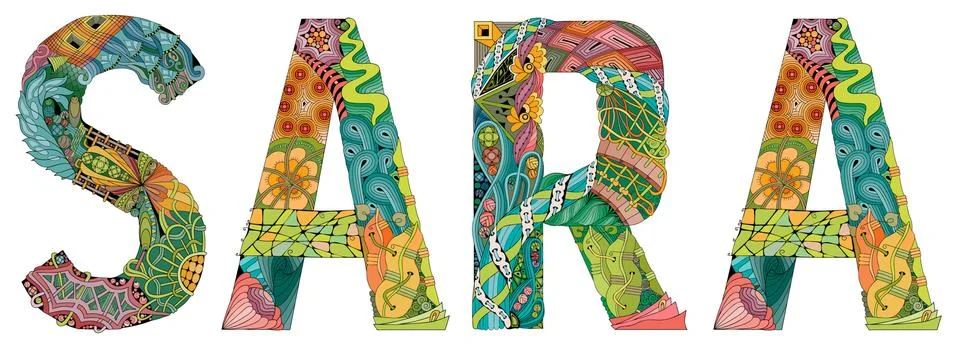 Female name SARA. Vector decorative zentangle object Иллюстрация