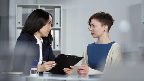 Female Notary Stamping Signed Document for Caucasian Woman Stock Footage 112052285
