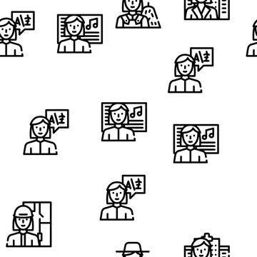 Female Occupation Vector Seamless Pattern Stock Illustration
