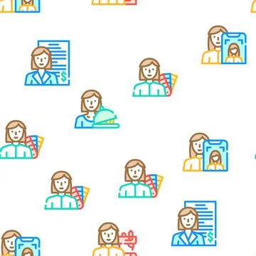 Female Occupation Vector Seamless Pattern 스톡 일러스트